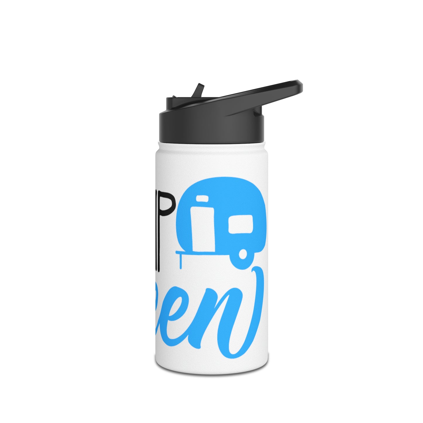 "Camp Queen" Stainless Steel Water Bottle - Blue