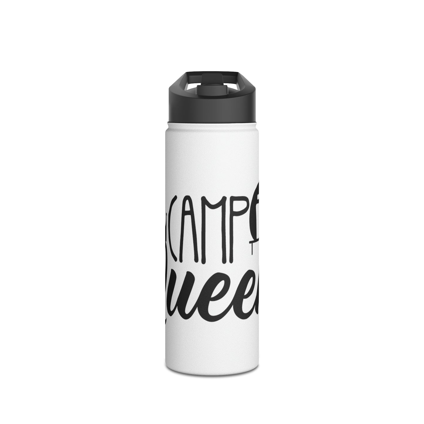 "Camp Queen" Stainless Steel Water Bottle - Black