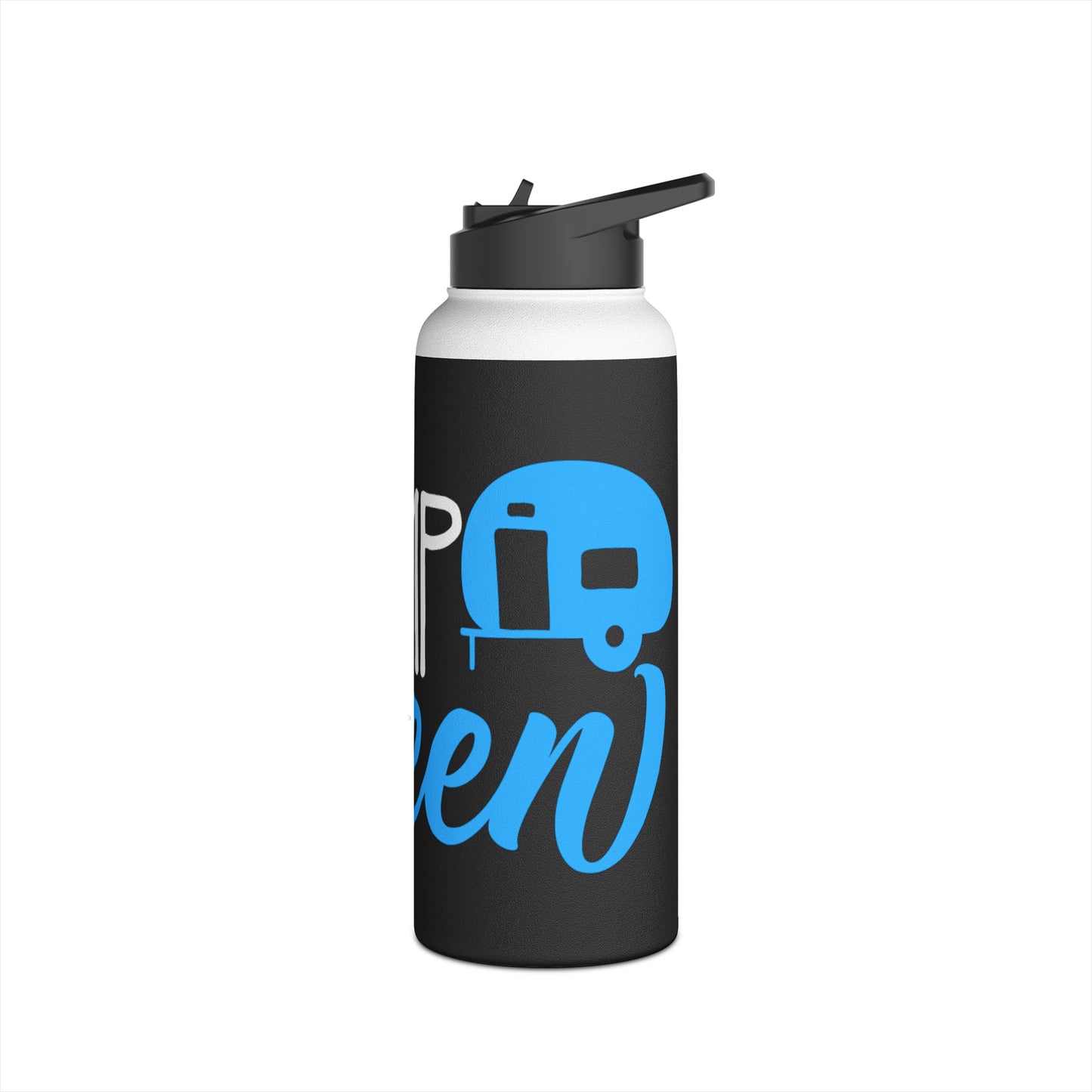 "Camp Queen" Stainless Steel Water Bottle - Blue