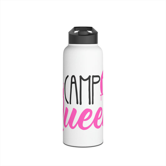 "Camp Queen" Stainless Steel Water Bottle - Pink