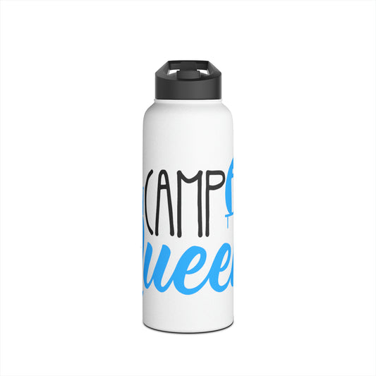 "Camp Queen" Stainless Steel Water Bottle - Blue