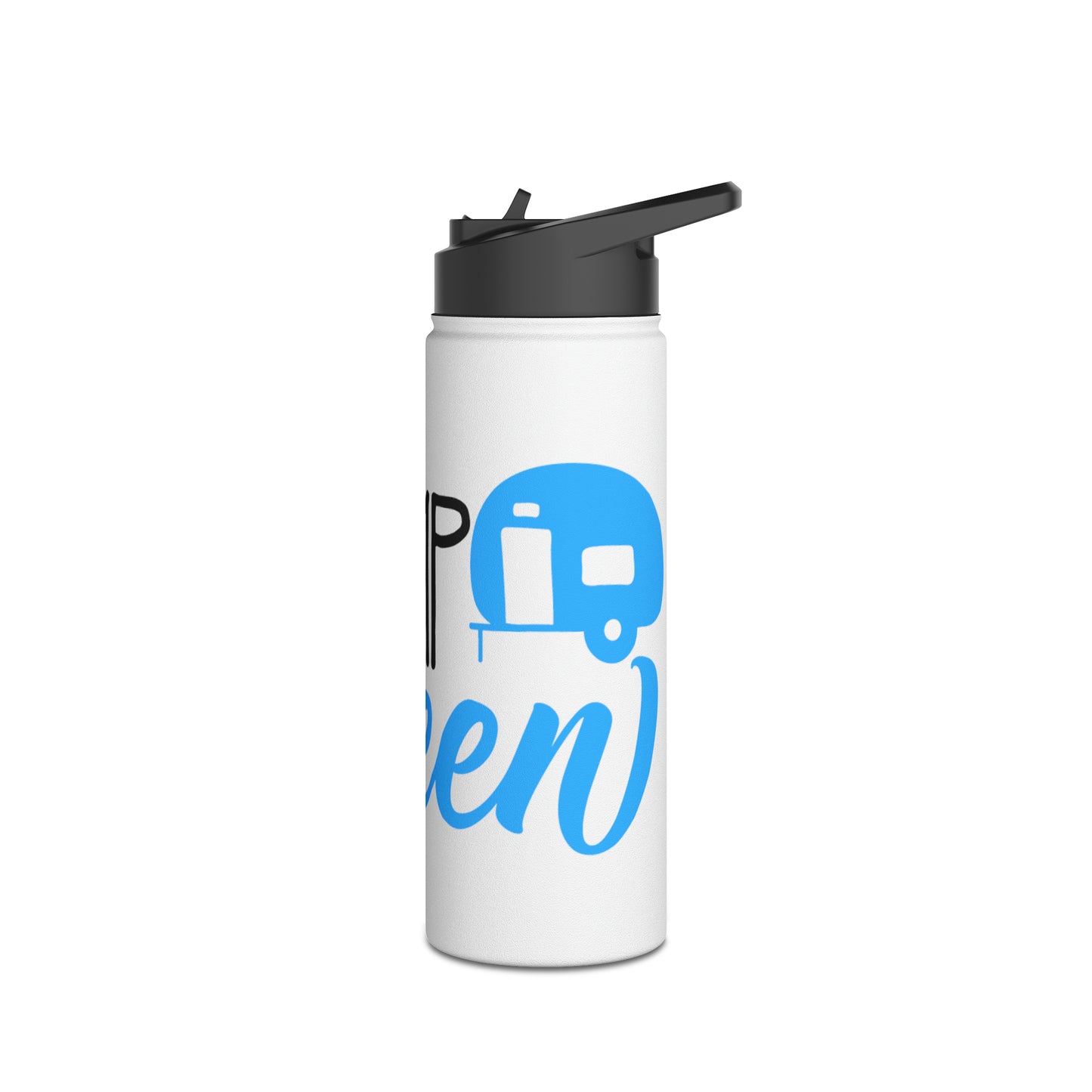 "Camp Queen" Stainless Steel Water Bottle - Blue