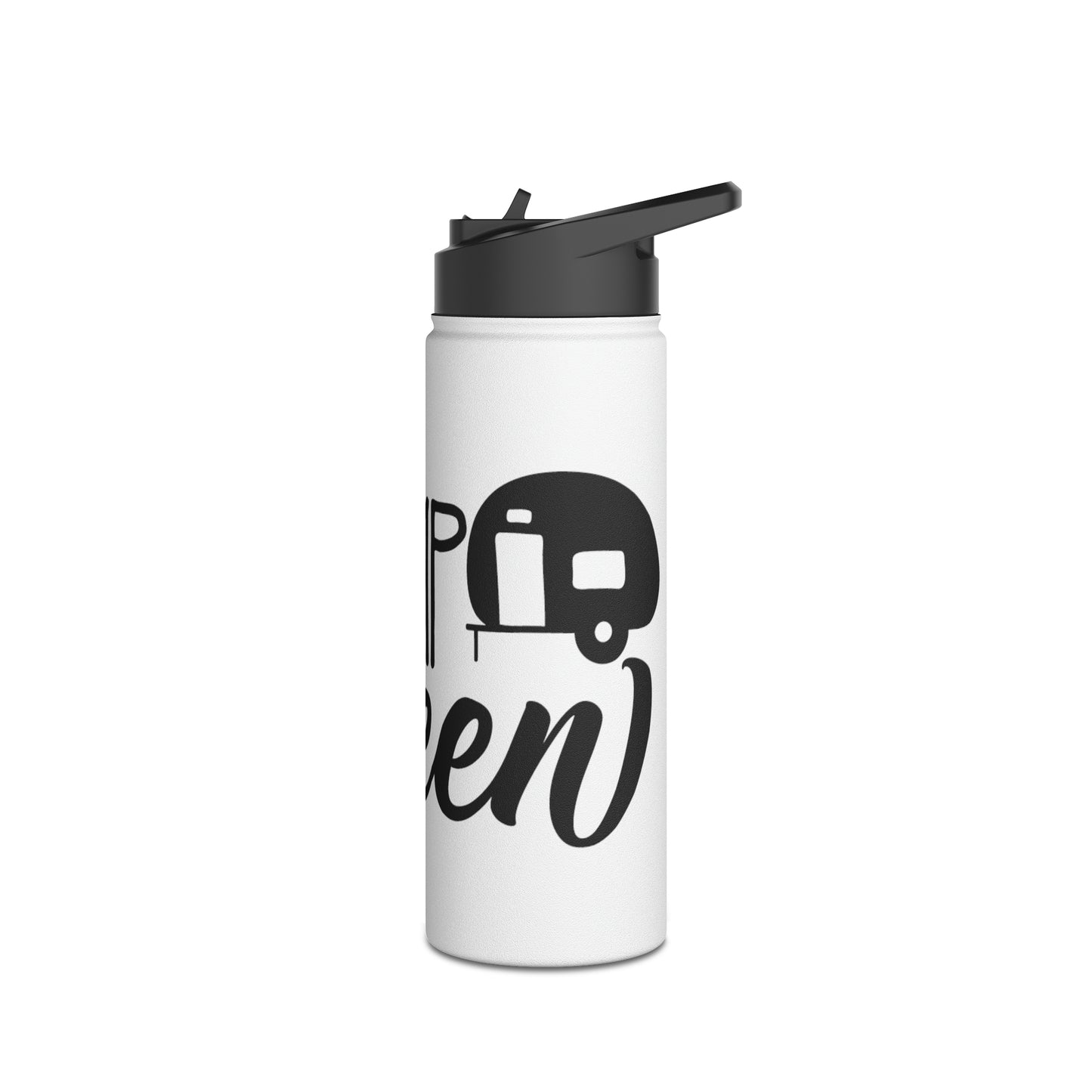 "Camp Queen" Stainless Steel Water Bottle - Black