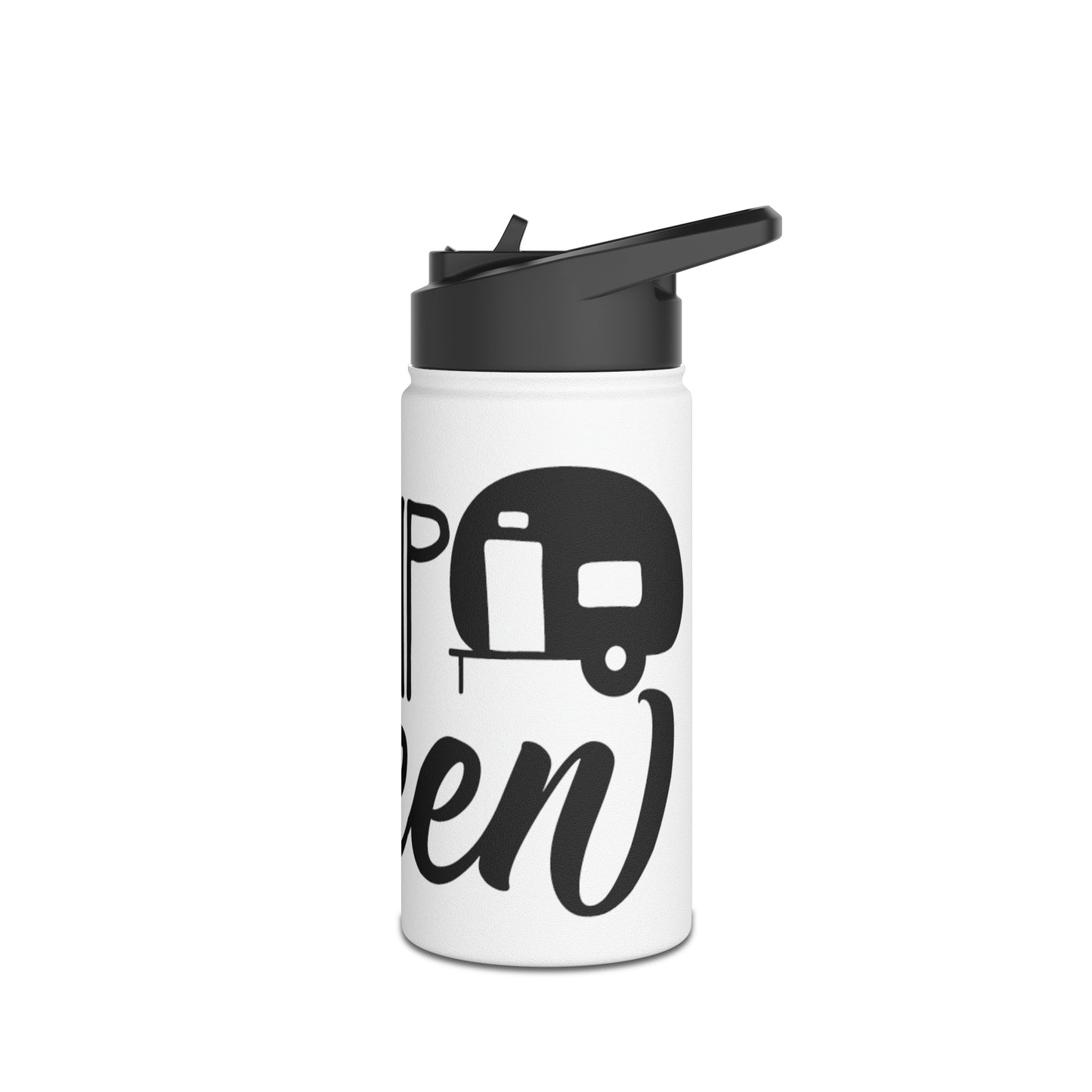 "Camp Queen" Stainless Steel Water Bottle - Black