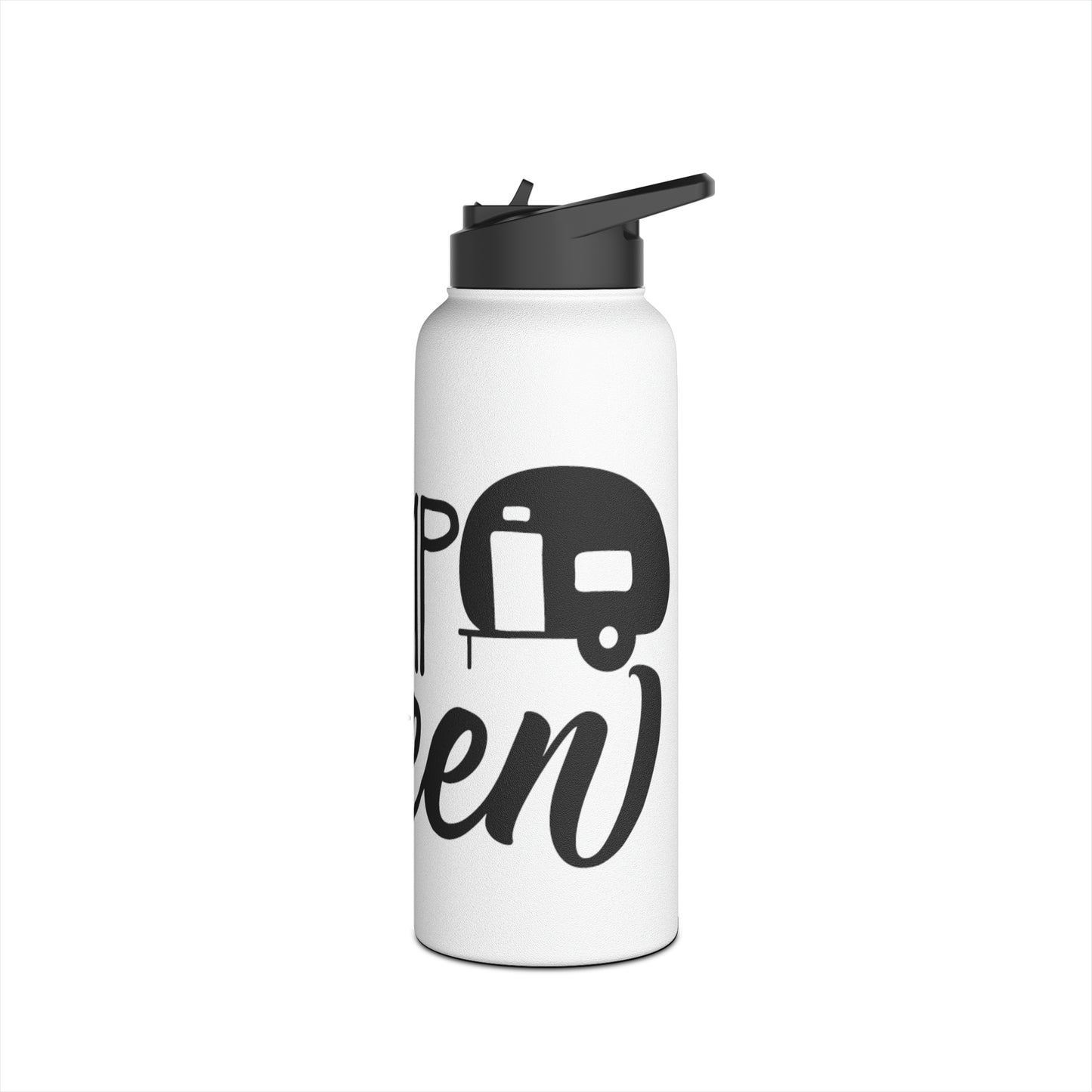 "Camp Queen" Stainless Steel Water Bottle - Black