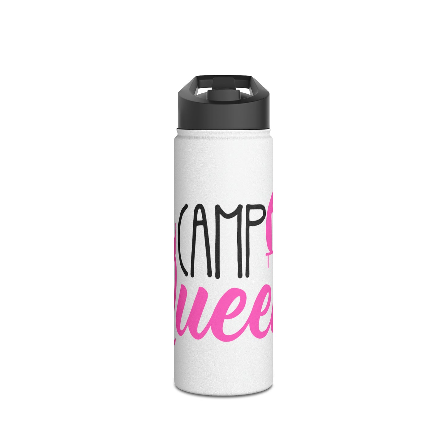 "Camp Queen" Stainless Steel Water Bottle - Pink