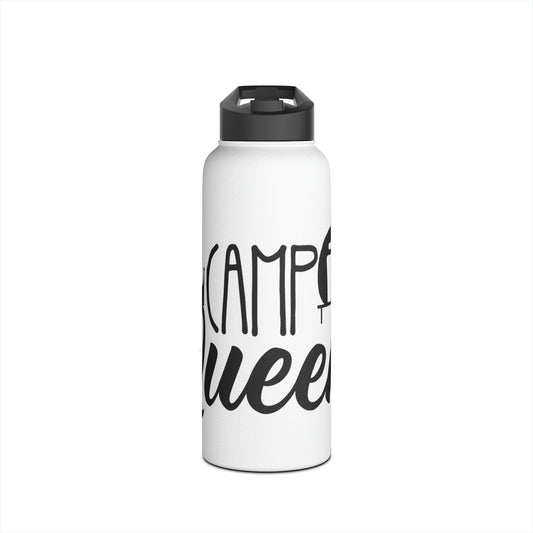 "Camp Queen" Stainless Steel Water Bottle - Black