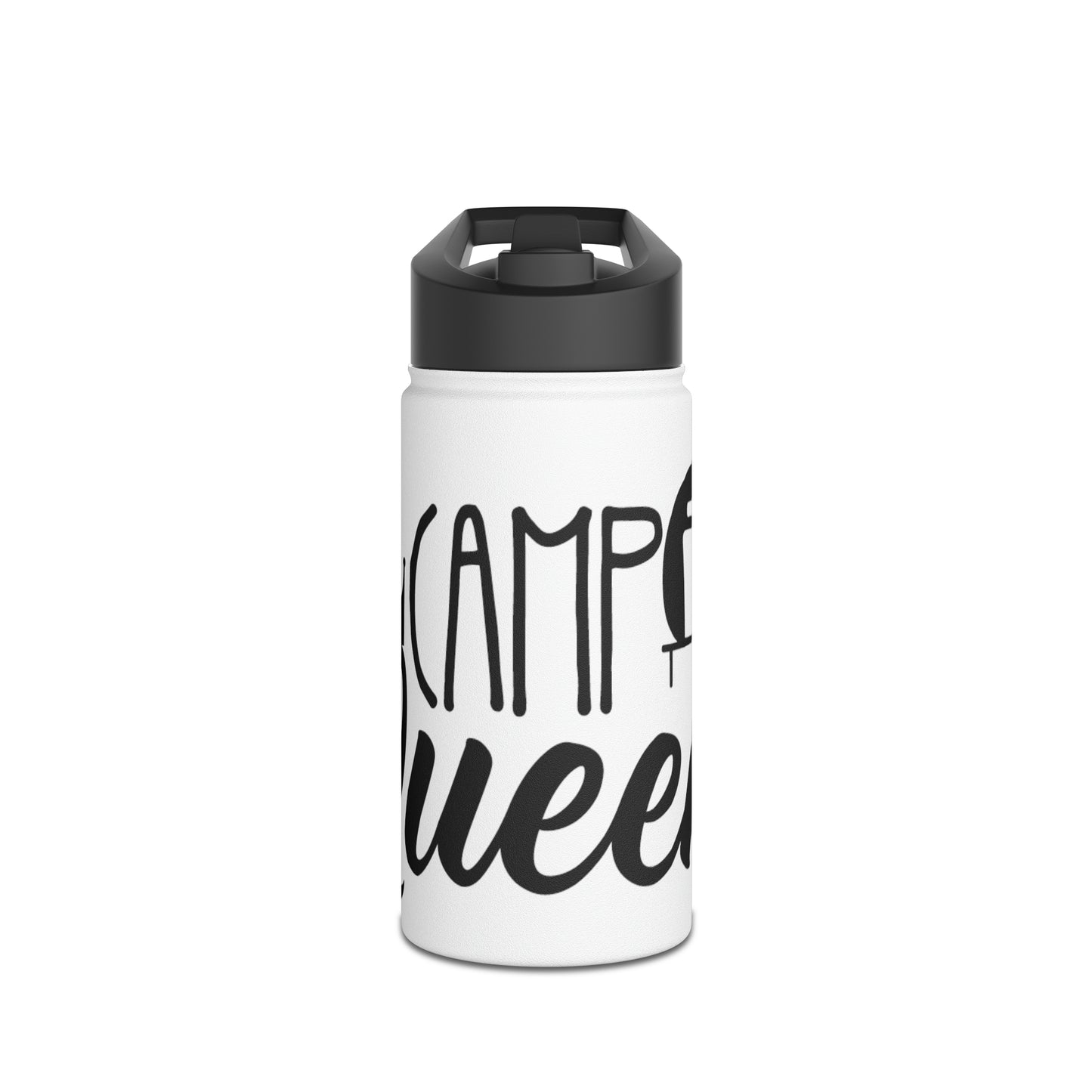 "Camp Queen" Stainless Steel Water Bottle - Black