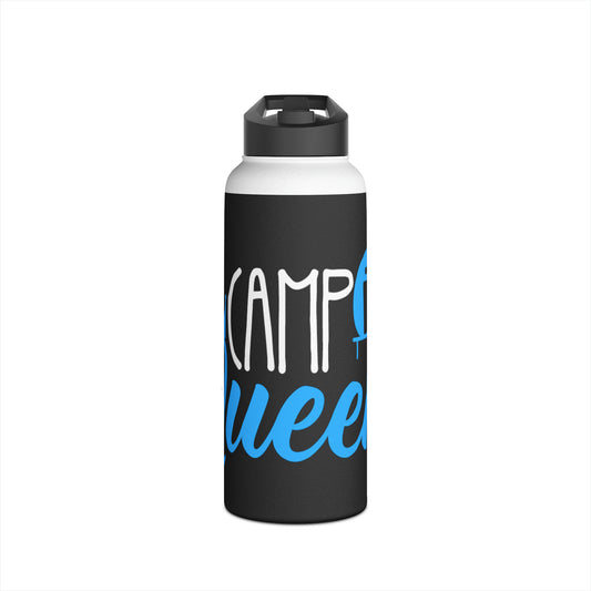 "Camp Queen" Stainless Steel Water Bottle - Blue